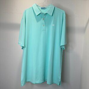 Hreski Mens Short Sleeve Golf Perfomance Stretch Polo Shirt Teal Blue Size XL